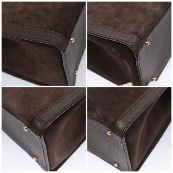 GUCCI Bamboo Hand Bag Suede Brown Gold 002 - Picture 16 of 16